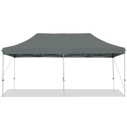 10 x 20 Feet Adjustable Folding Heavy Duty Sun Shelter with Carrying Bag-Gray