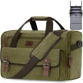 2-in-1 Hanging Canvas Mens Travel Duffle Bag - 3 Shelves, Ideal Carry-On Weekender Overnight Bag