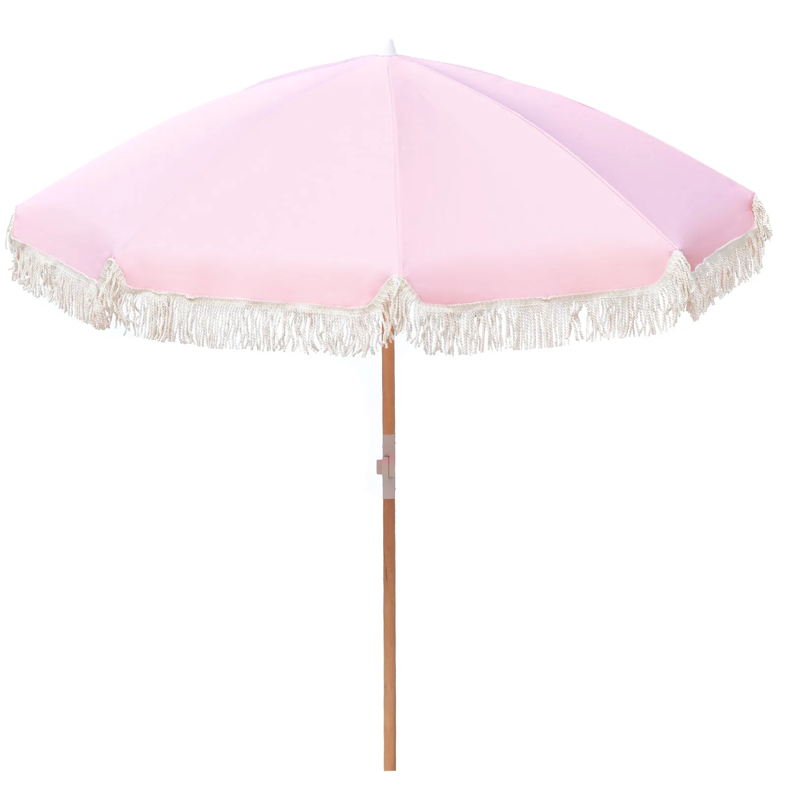 2m UPF 50  Beach Umbrella with Cotton Fringe & Carry Bag - Havana Outdoors