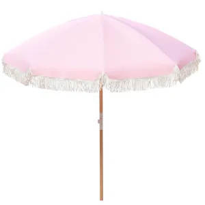 2m UPF 50  Beach Umbrella with Cotton Fringe & Carry Bag - Havana Outdoors