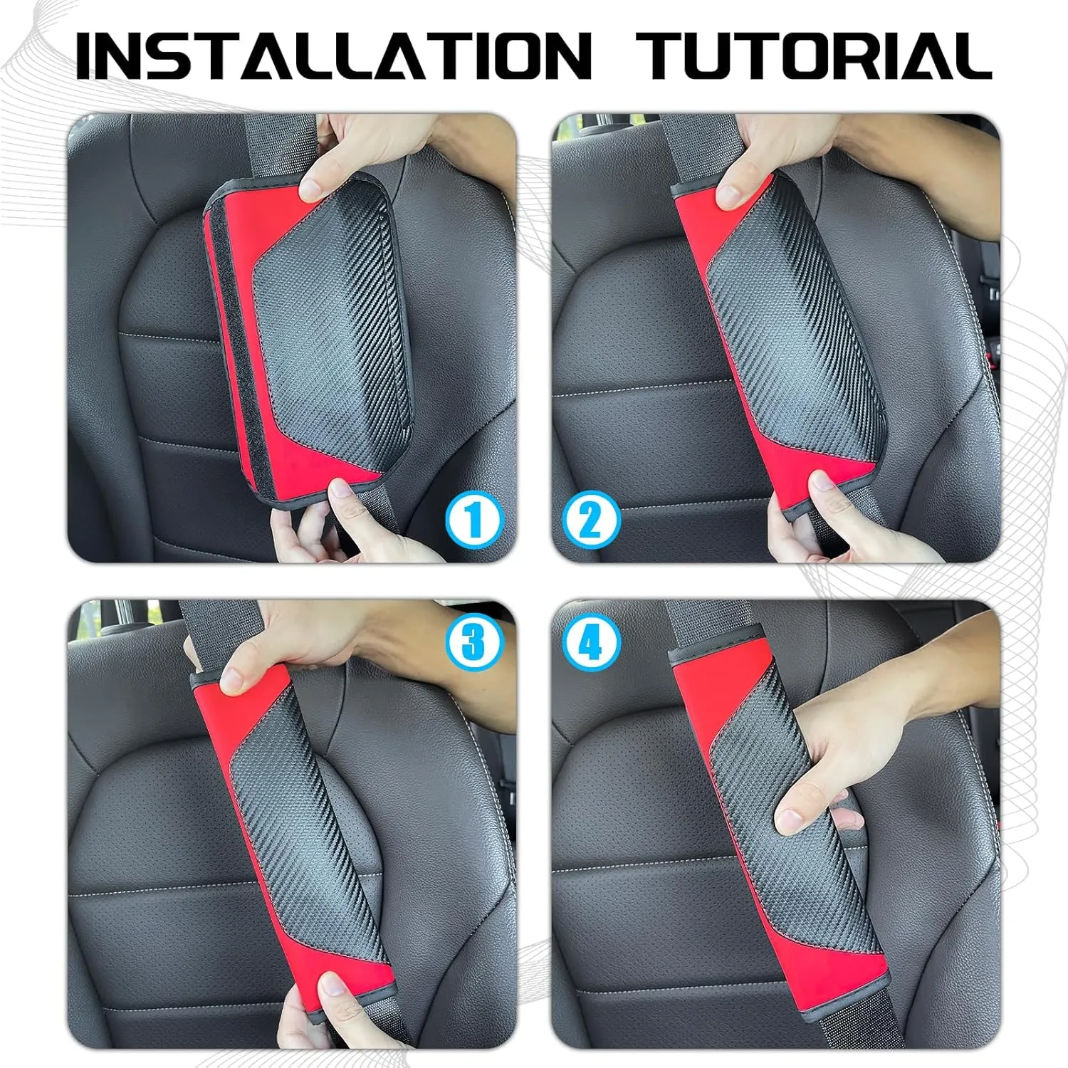 2PCS Seatbelt Cover Car Belt Cover Seatbelt Cushion, Carbon Fiber Wagon Seat Belt Pad Shoulder Strap Protection, Car Safety Seat Belt Strap Cushion Protect Your Neck and Shoulder(Black)