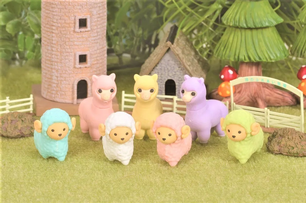 380201 IWAKO SHEEP & LLAMA ERASERS-ASSORTED-30