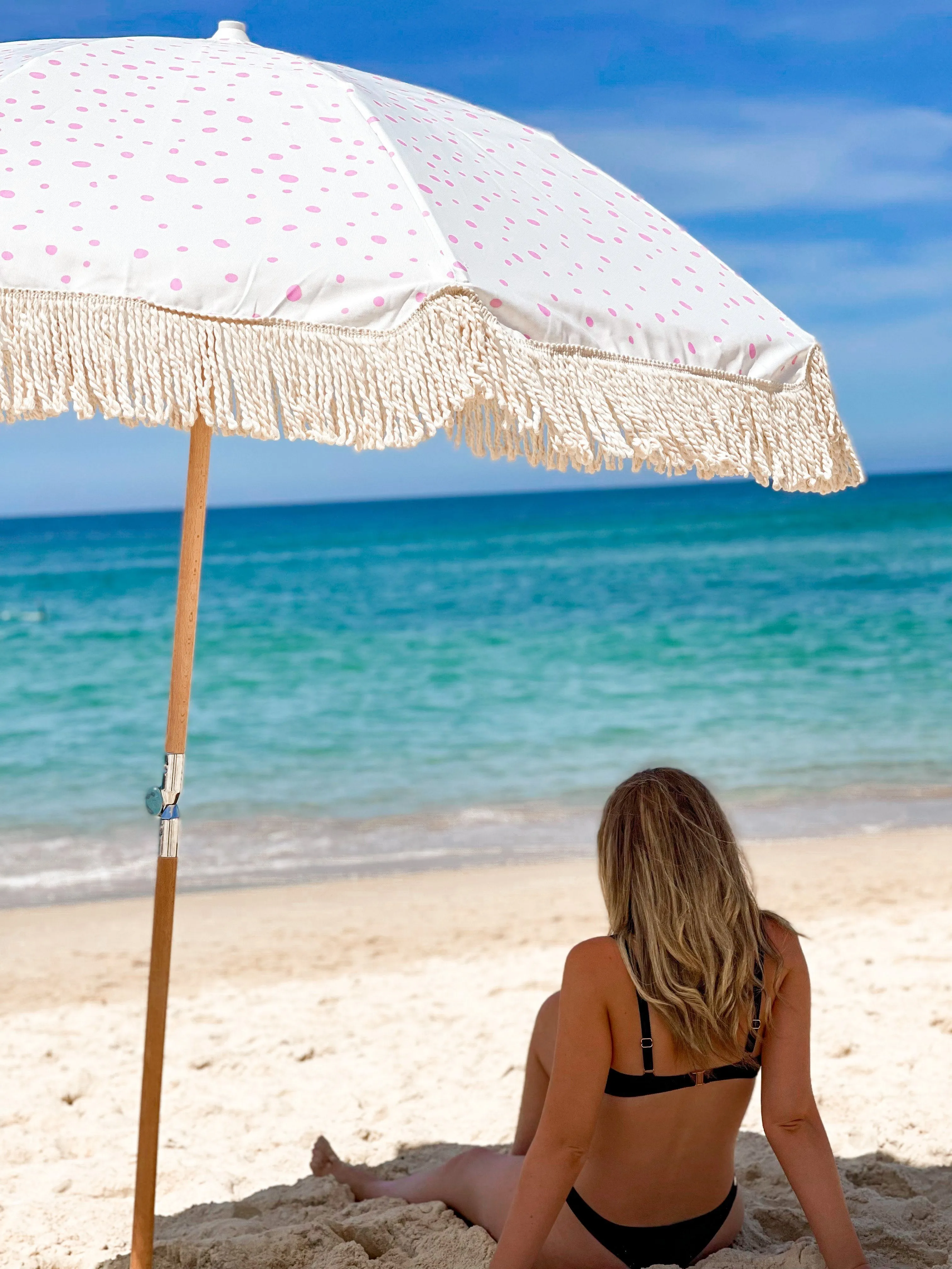Alohra Deluxe Beach Umbrella Speckled Pink