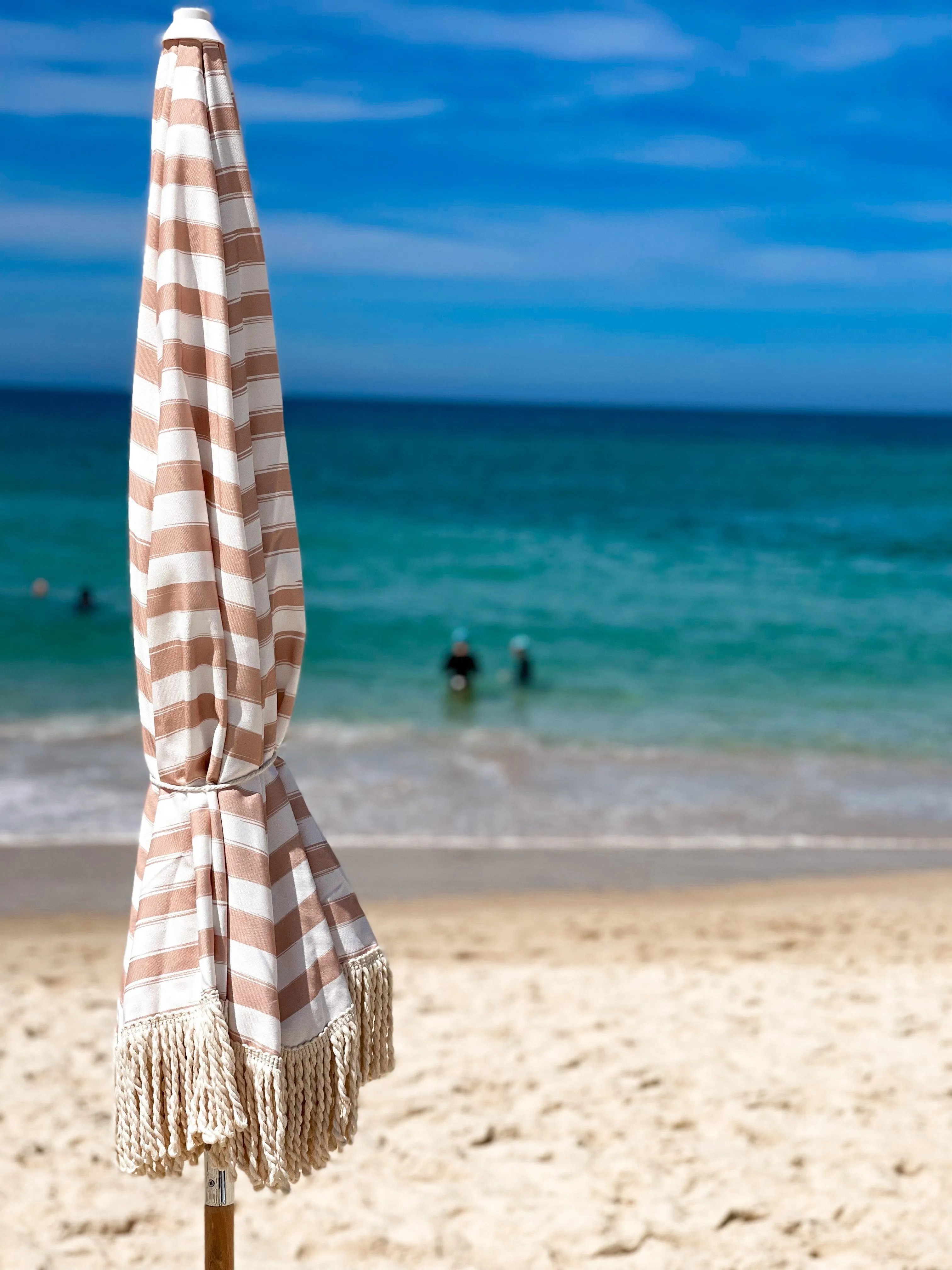 Alohra Deluxe Beach Umbrella Stripe City Beige
