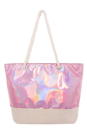 AO760 Metallic PVC Shopper Tote Bag
