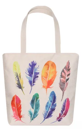 AO8032 Feather Print Tote Canvas Bag