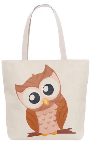 AO825 Owl Print Tote Canvas Bag