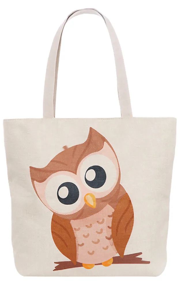 AO825 Owl Print Tote Canvas Bag
