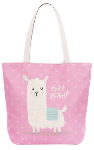 AO831 Pink Lamb Print Tote Canvas Bag