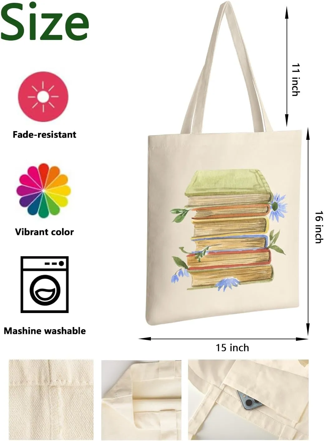 AUSVKAI Canvas Tote Bag Aesthetic for Women, Cute Cloth Cotton Bags for College Shopping Beach Grocery and Trendy Gifts