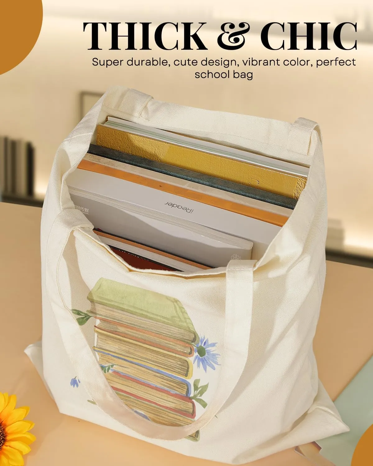 AUSVKAI Canvas Tote Bag Aesthetic for Women, Cute Cloth Cotton Bags for College Shopping Beach Grocery and Trendy Gifts