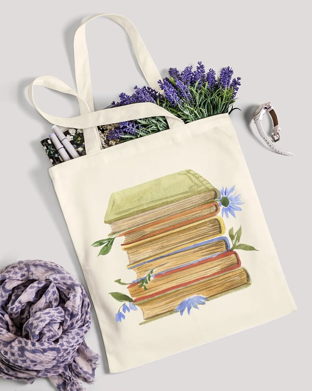 AUSVKAI Canvas Tote Bag Aesthetic for Women, Cute Cloth Cotton Bags for College Shopping Beach Grocery and Trendy Gifts