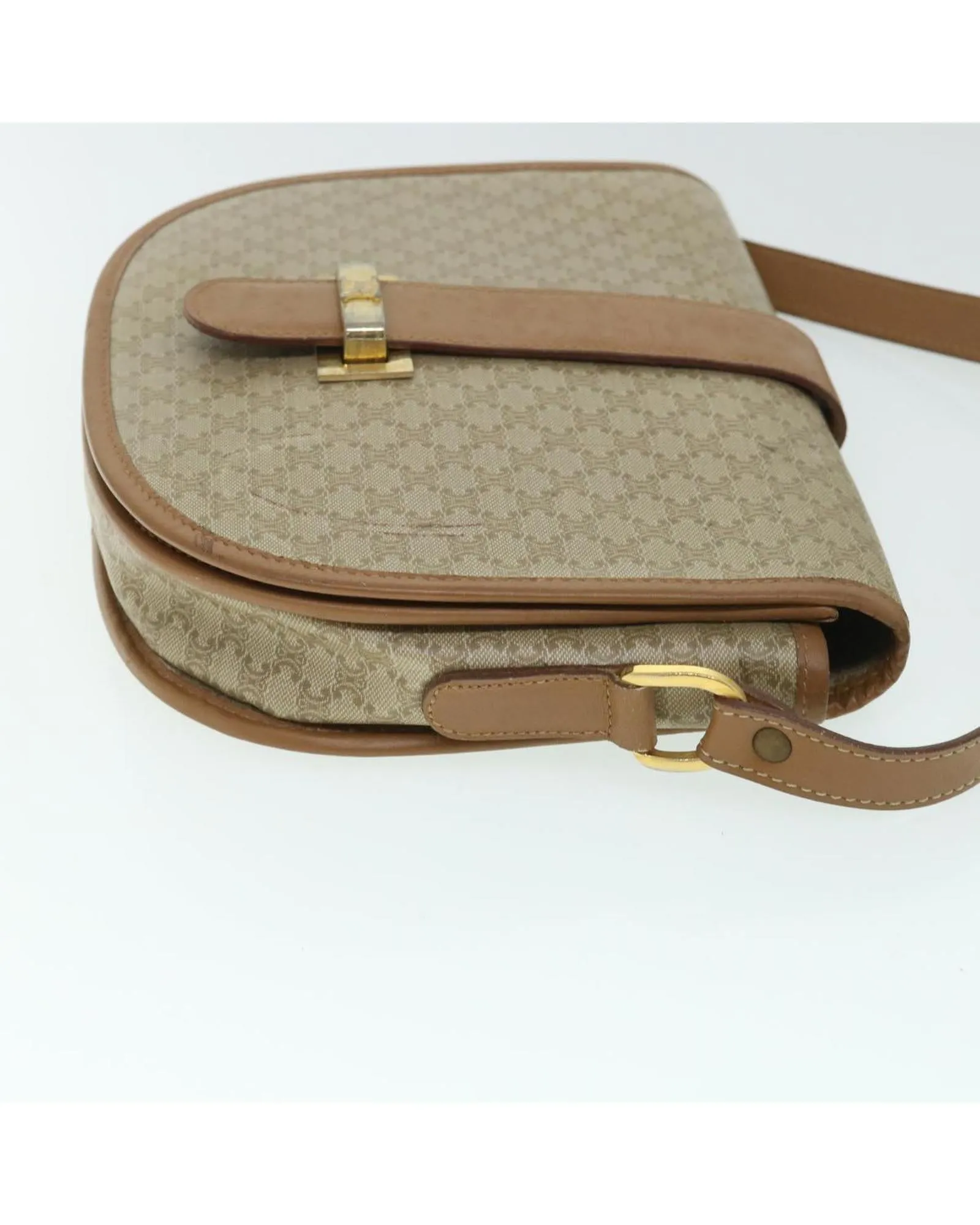 Authentic Beige Canvas Shoulder Bag with Adjustable Strap