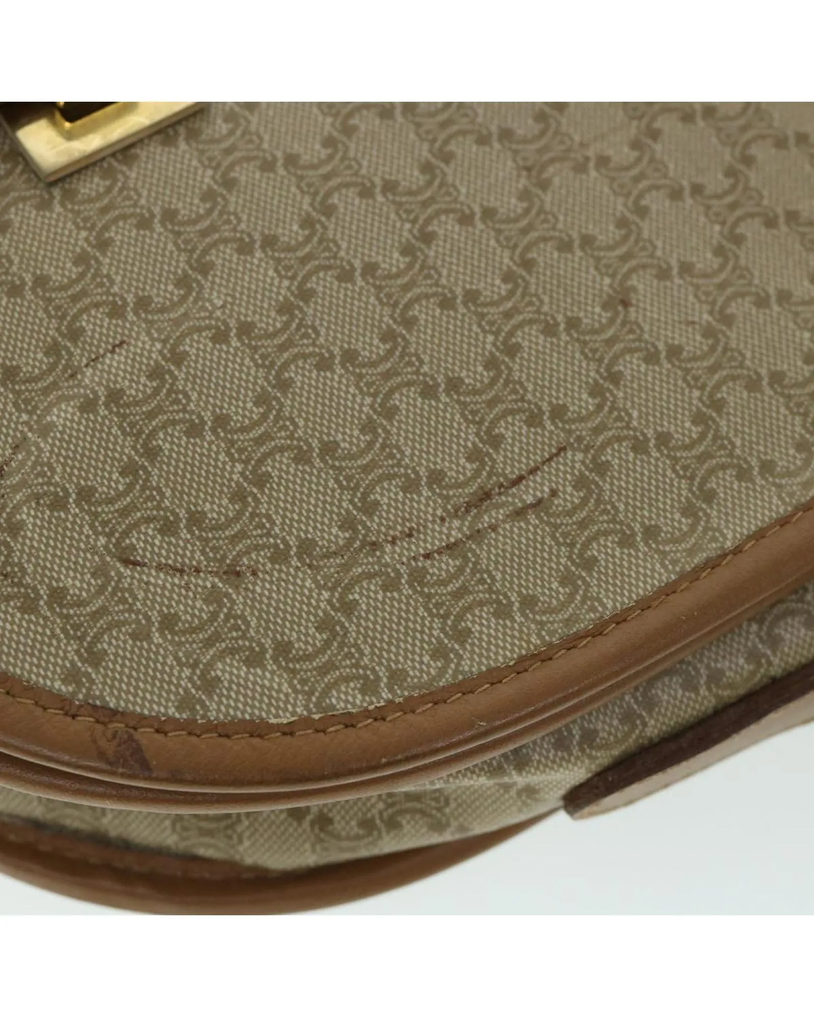 Authentic Beige Canvas Shoulder Bag with Adjustable Strap