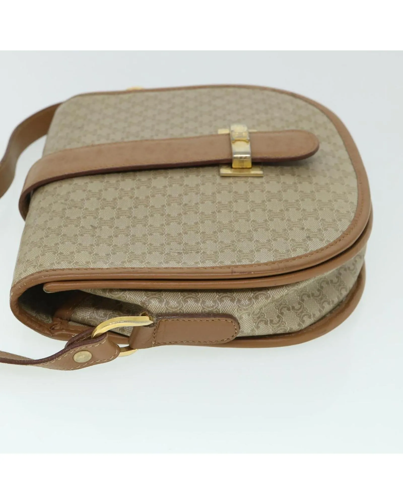 Authentic Beige Canvas Shoulder Bag with Adjustable Strap