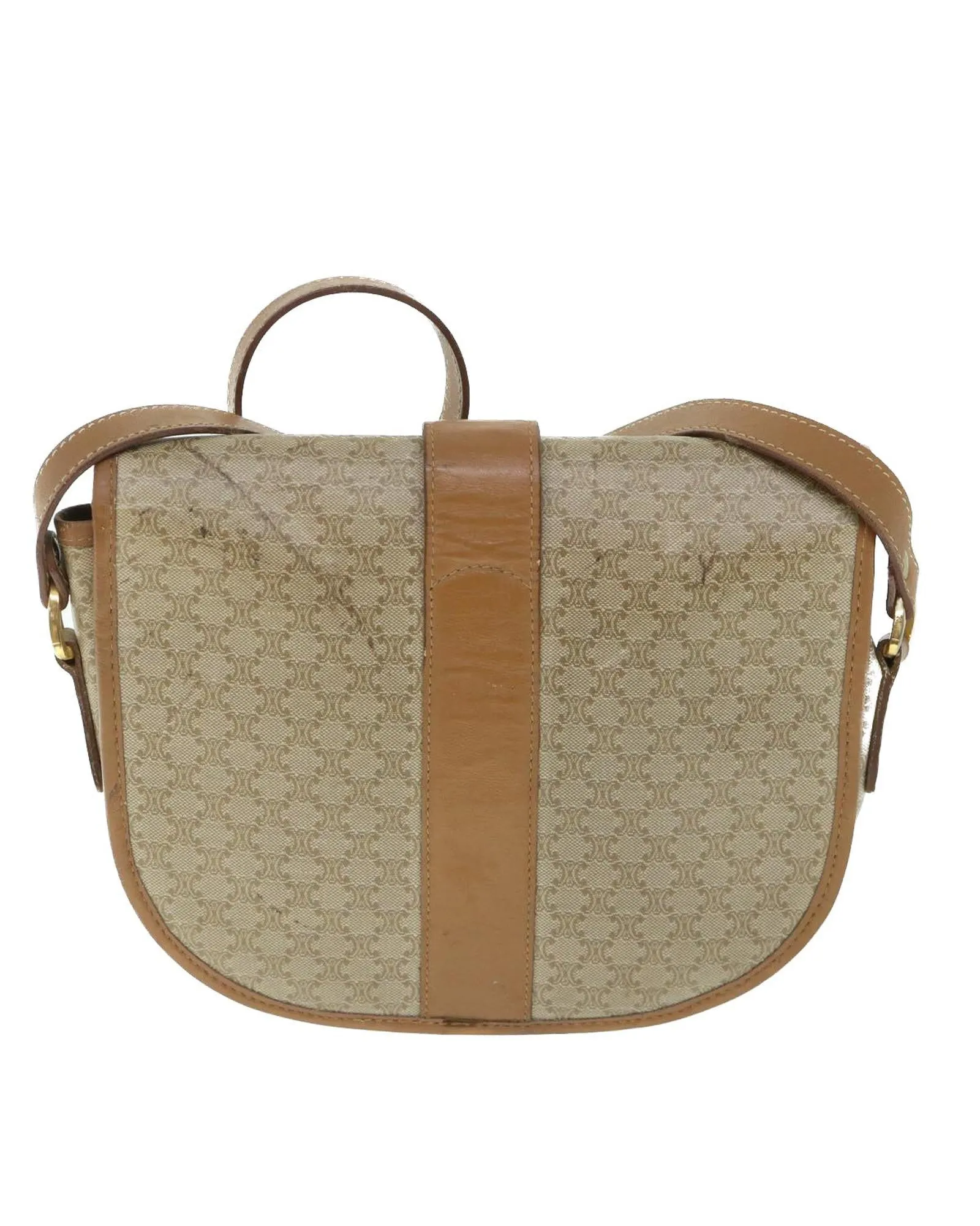 Authentic Beige Canvas Shoulder Bag with Adjustable Strap