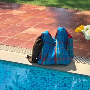Beach Bag - Manic Madras - Blue