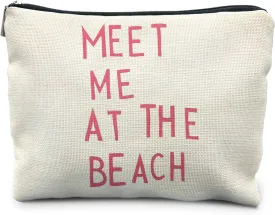 Beach Makeup Bag, Beach Gifts for Women, Meet Me at the Beach Cosmetic Bags Zipper Pouch for Women, Beach Gifts for Women Friends, Beach Lovers Gifts Makeup Pouch Zipper Bag