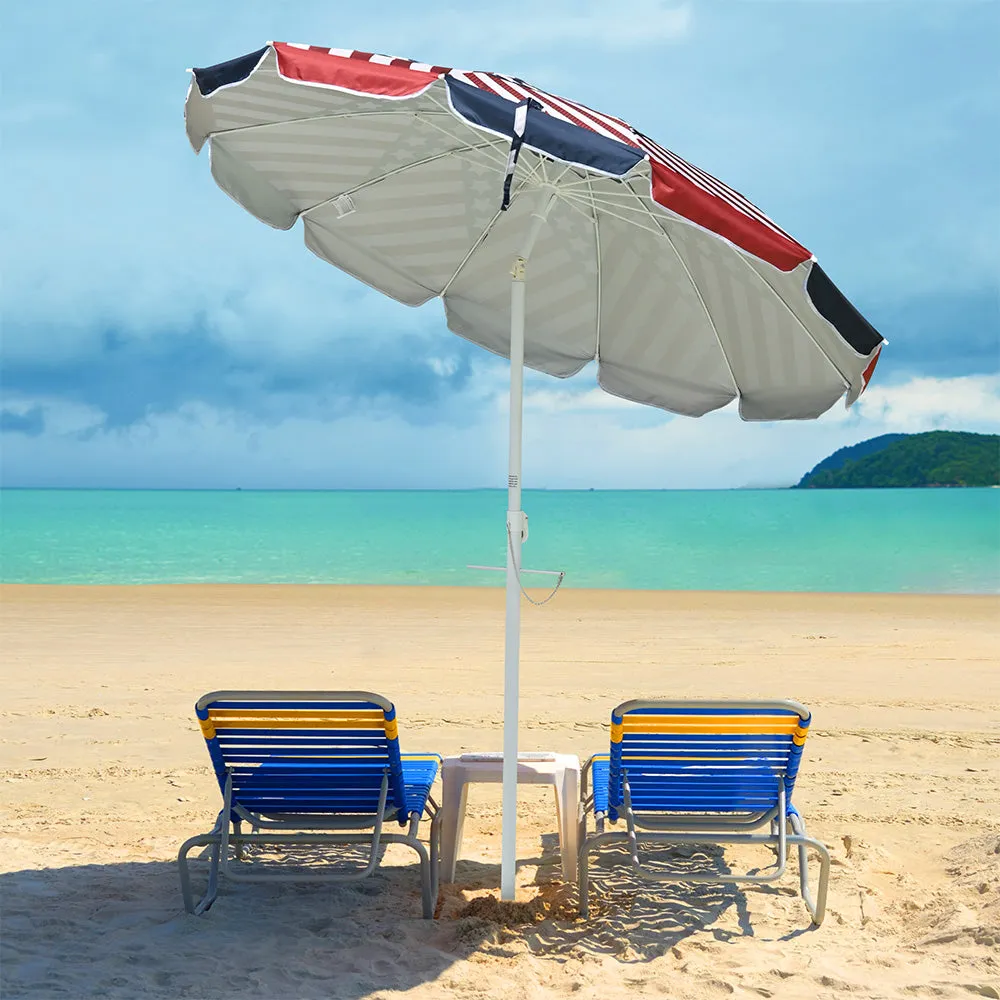 Beach Umbrella w/ Sand Anchor  6ft Tilt 12-Rib