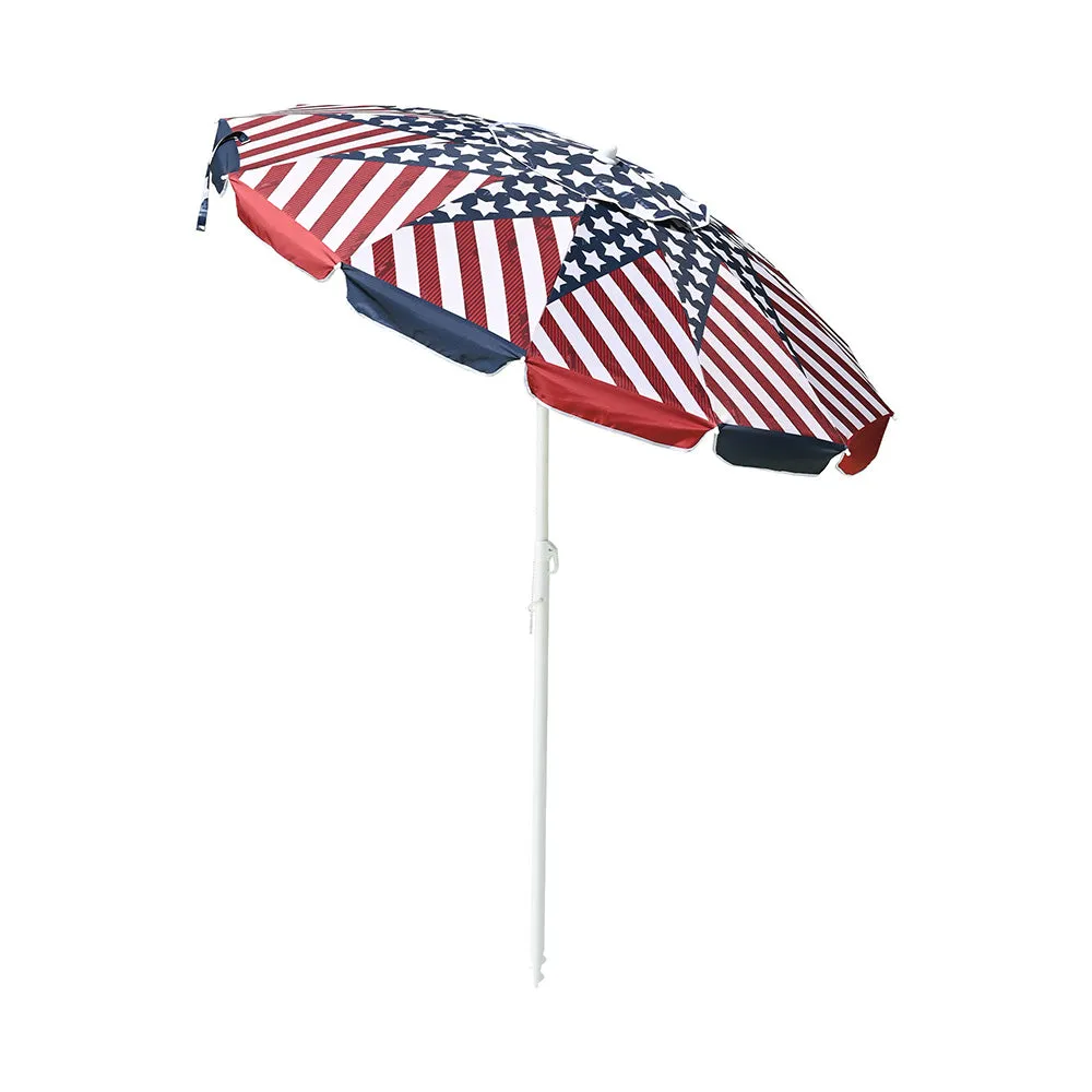 Beach Umbrella w/ Sand Anchor  6ft Tilt 12-Rib