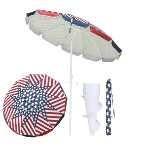 Beach Umbrella w/ Sand Anchor  6ft Tilt 12-Rib