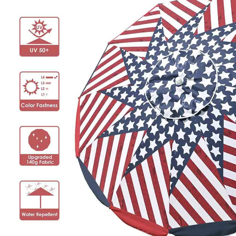 Beach Umbrella w/ Sand Anchor  6ft Tilt 12-Rib