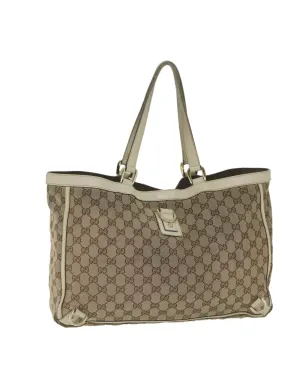 Beige and White GG Canvas Tote Bag with Accessory