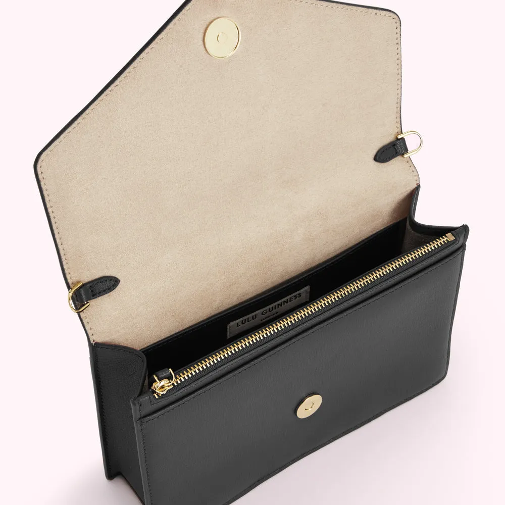 BLACK TEXTURED LEATHER RUDY CLUTCH BAG