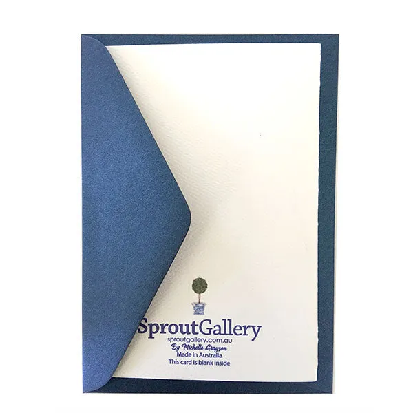 Blue and white good luck elephant card
