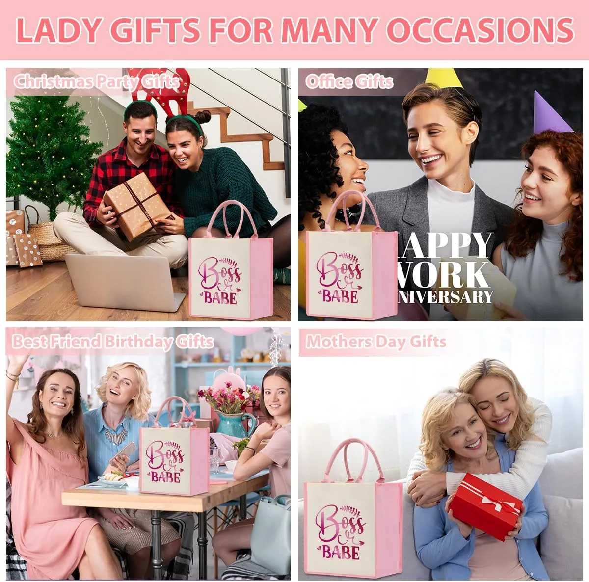 Boss Lady Gifts for Women Boss Day Christmas Birthday Gifts for Bosses Leadership Reusable Tote Bag Beach Grocery Bags