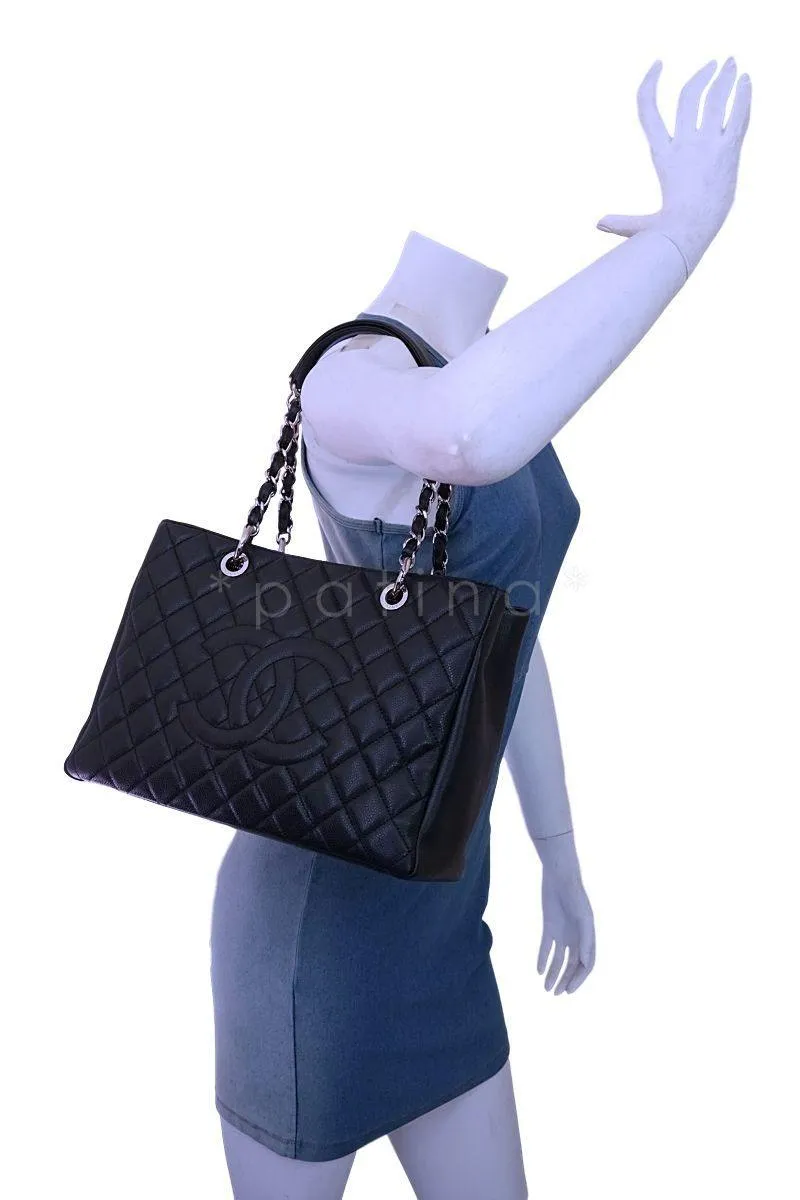 Chanel Black Caviar Classic Grand Shopper Tote GST Shopping Bag SHW