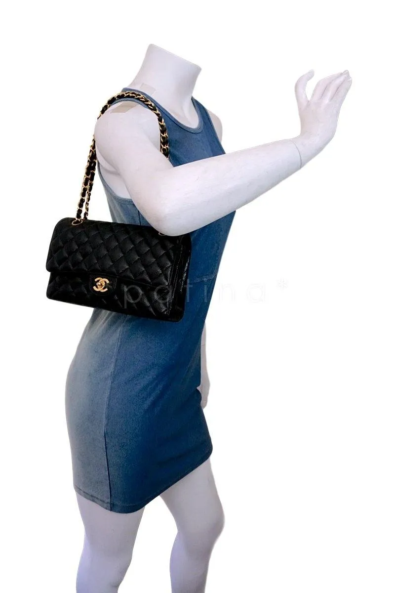 Chanel Black Caviar Classic Medium Double Flap Bag 24k GHW
