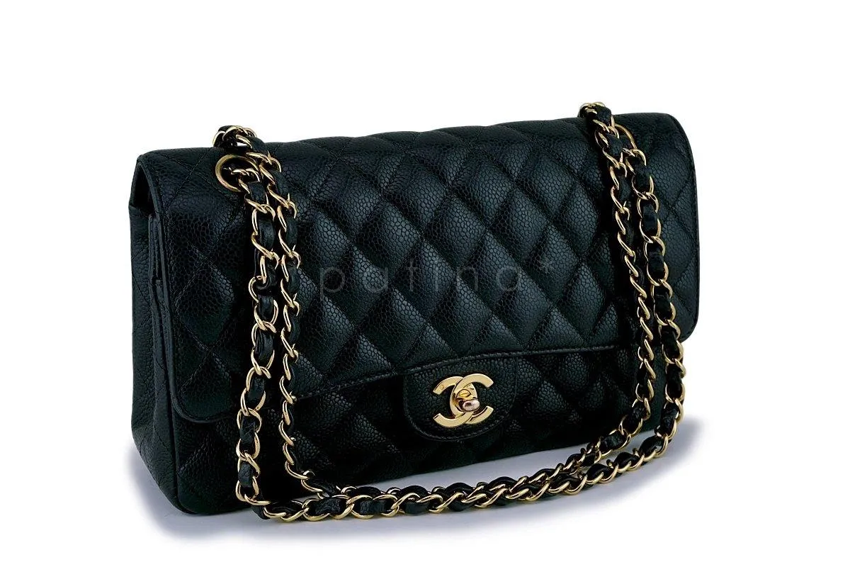 Chanel Black Caviar Classic Medium Double Flap Bag 24k GHW