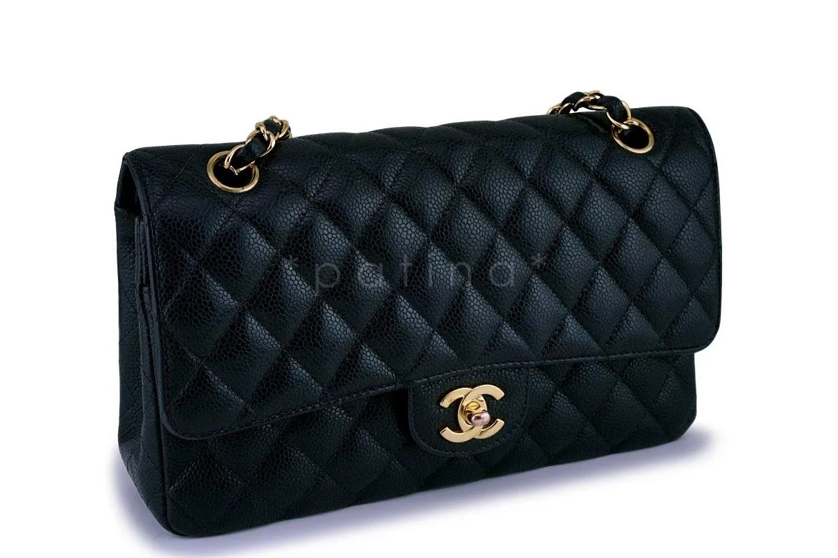 Chanel Black Caviar Classic Medium Double Flap Bag 24k GHW