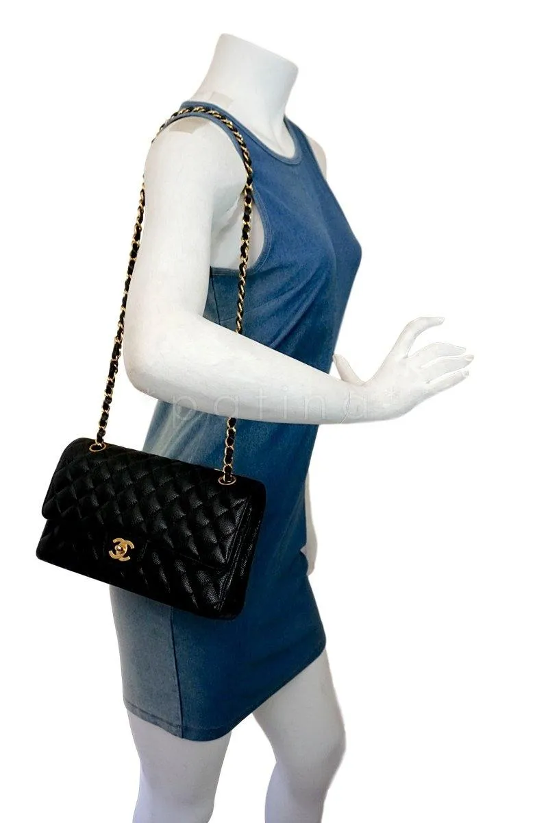 Chanel Black Caviar Classic Medium Double Flap Bag 24k GHW