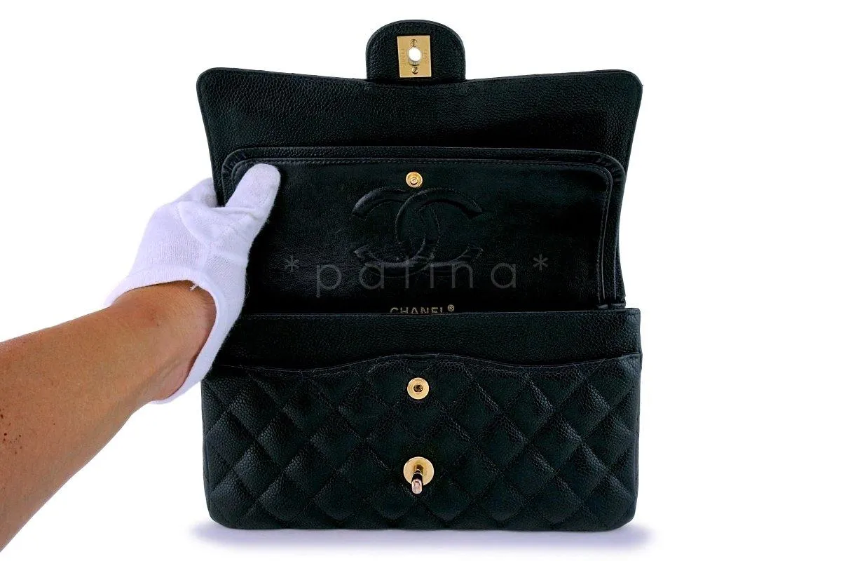 Chanel Black Caviar Classic Medium Double Flap Bag 24k GHW