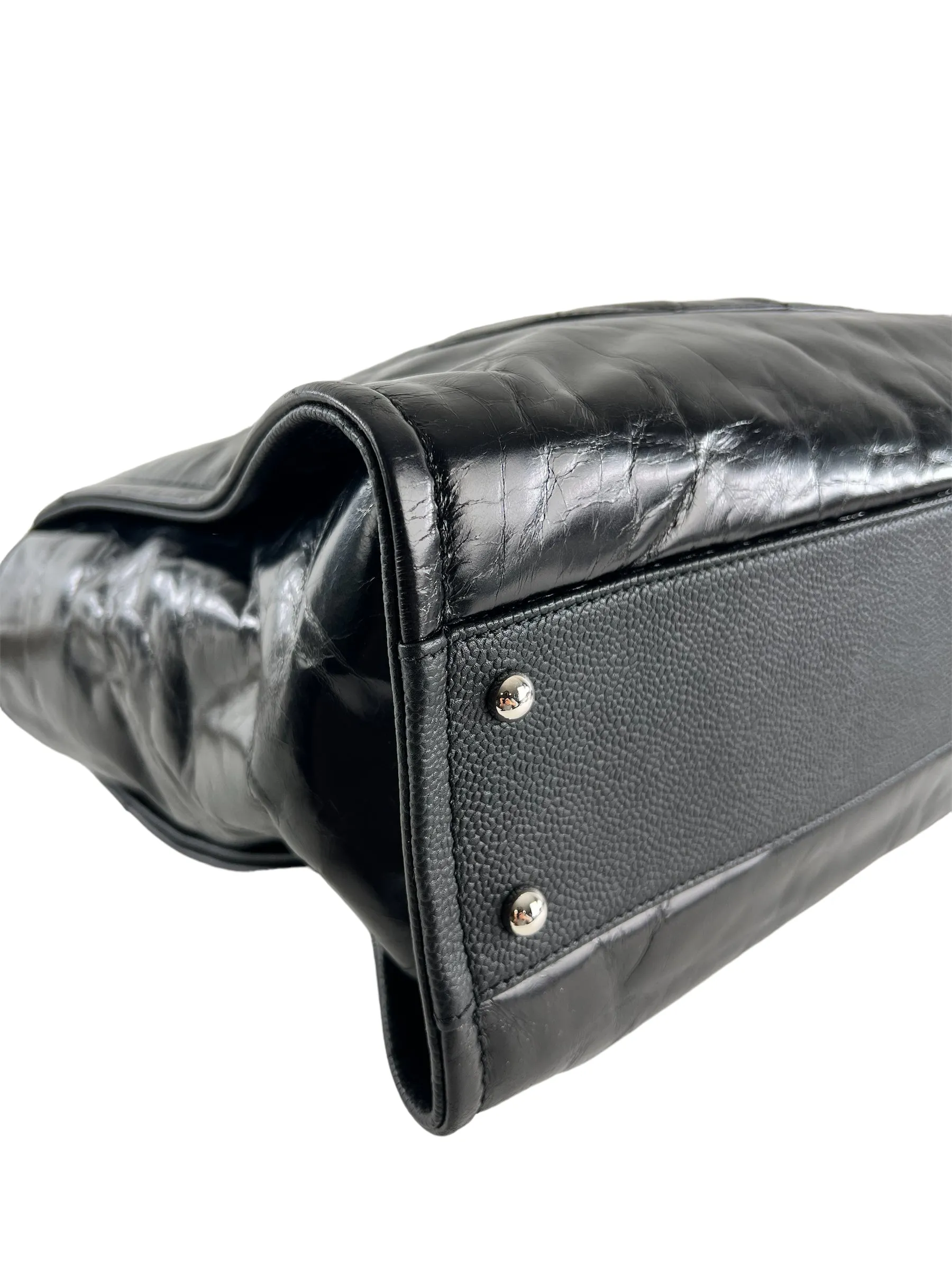 Chanel Black Coated Leather Deauville Shopping Tote
