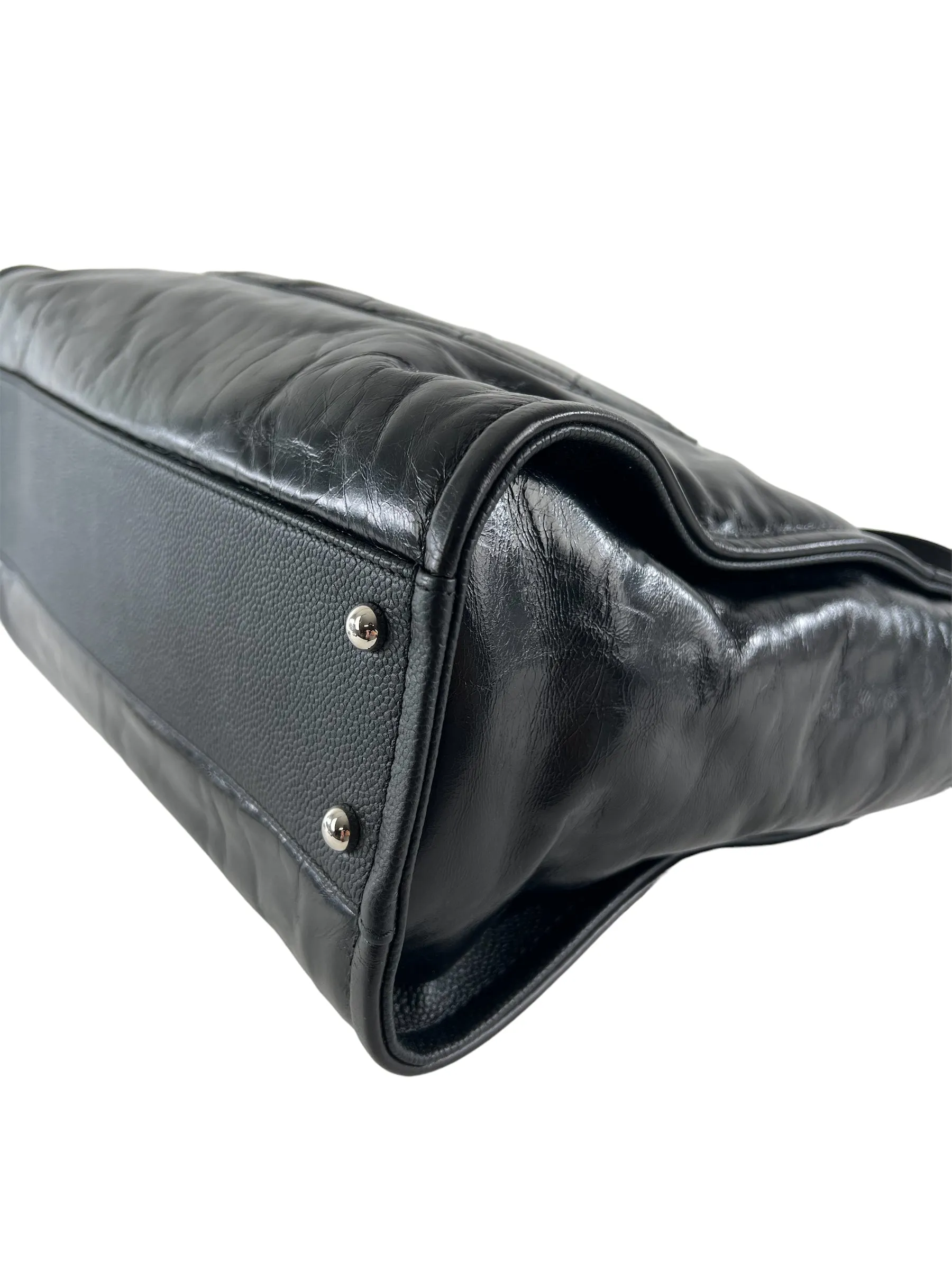 Chanel Black Coated Leather Deauville Shopping Tote