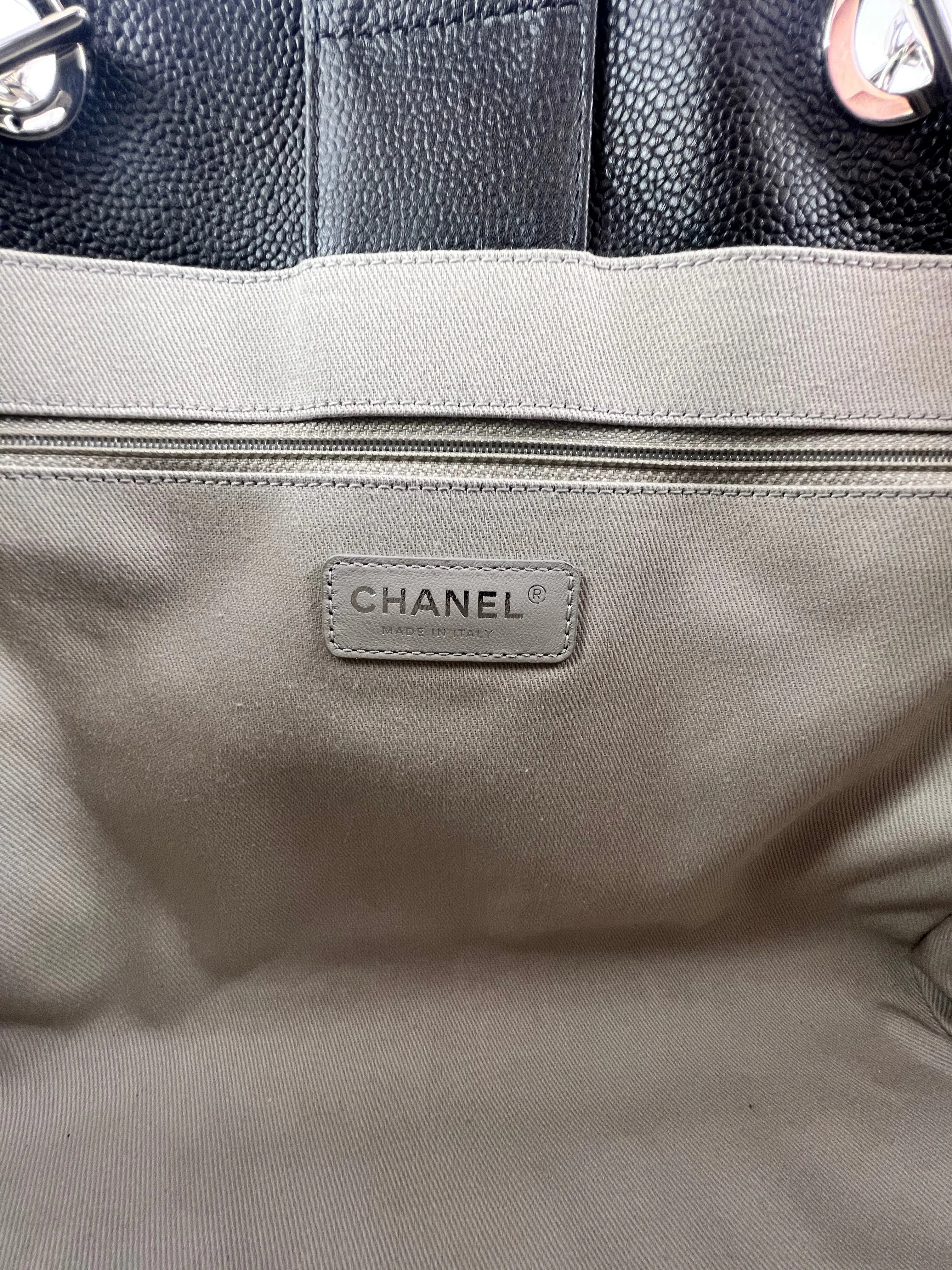 Chanel Black Coated Leather Deauville Shopping Tote