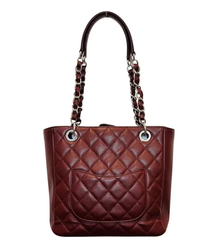 Chanel 'CC' Logo Caviar Leather Petite Shopping Tote Bag