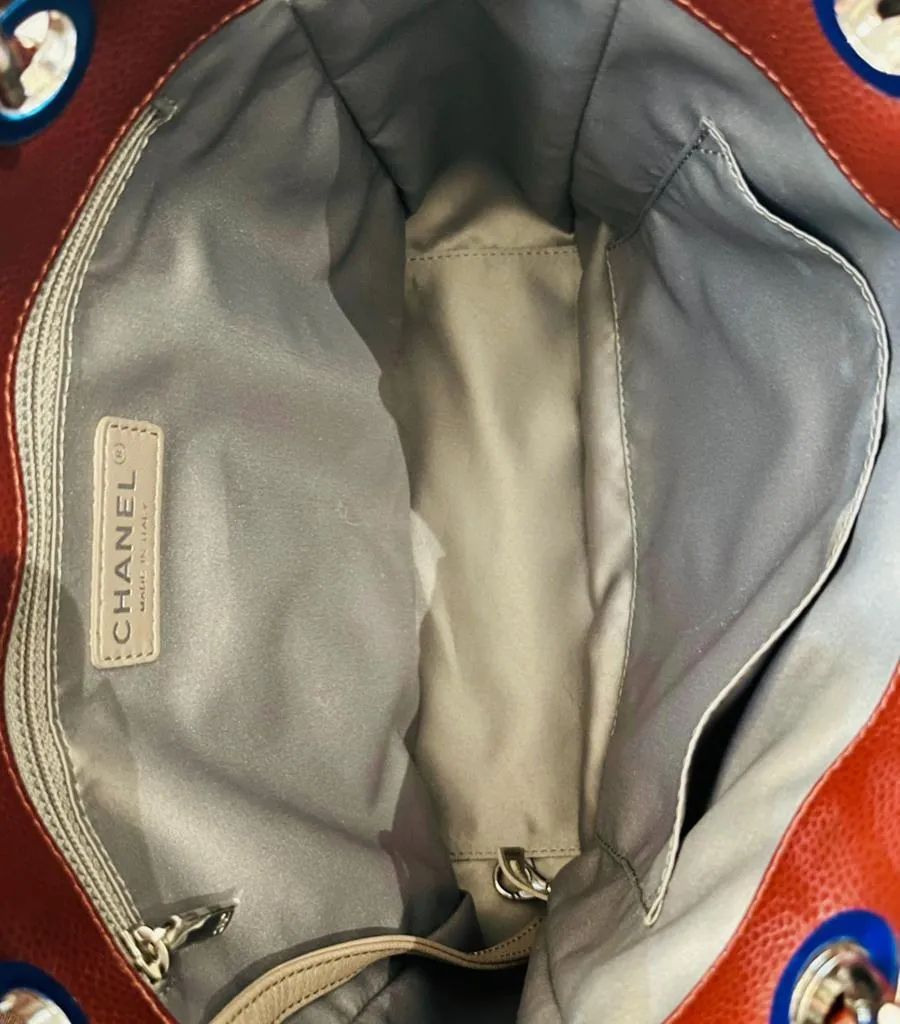Chanel 'CC' Logo Caviar Leather Petite Shopping Tote Bag