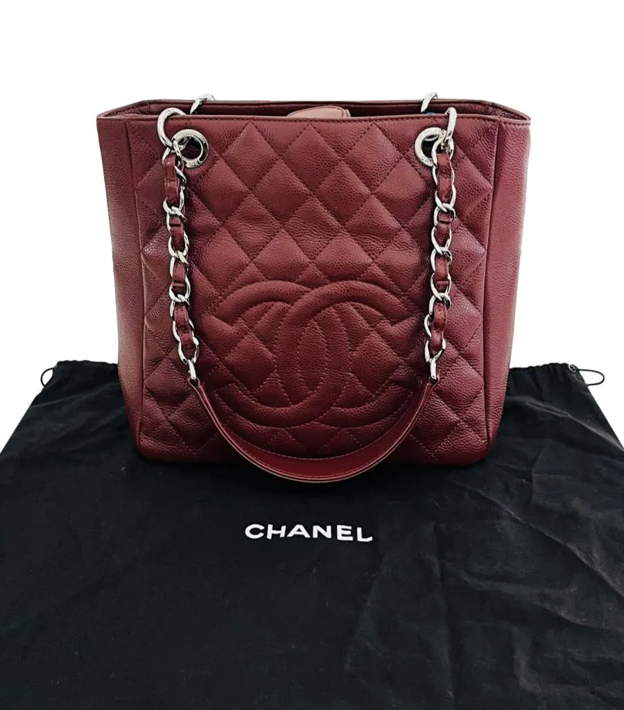 Chanel 'CC' Logo Caviar Leather Petite Shopping Tote Bag