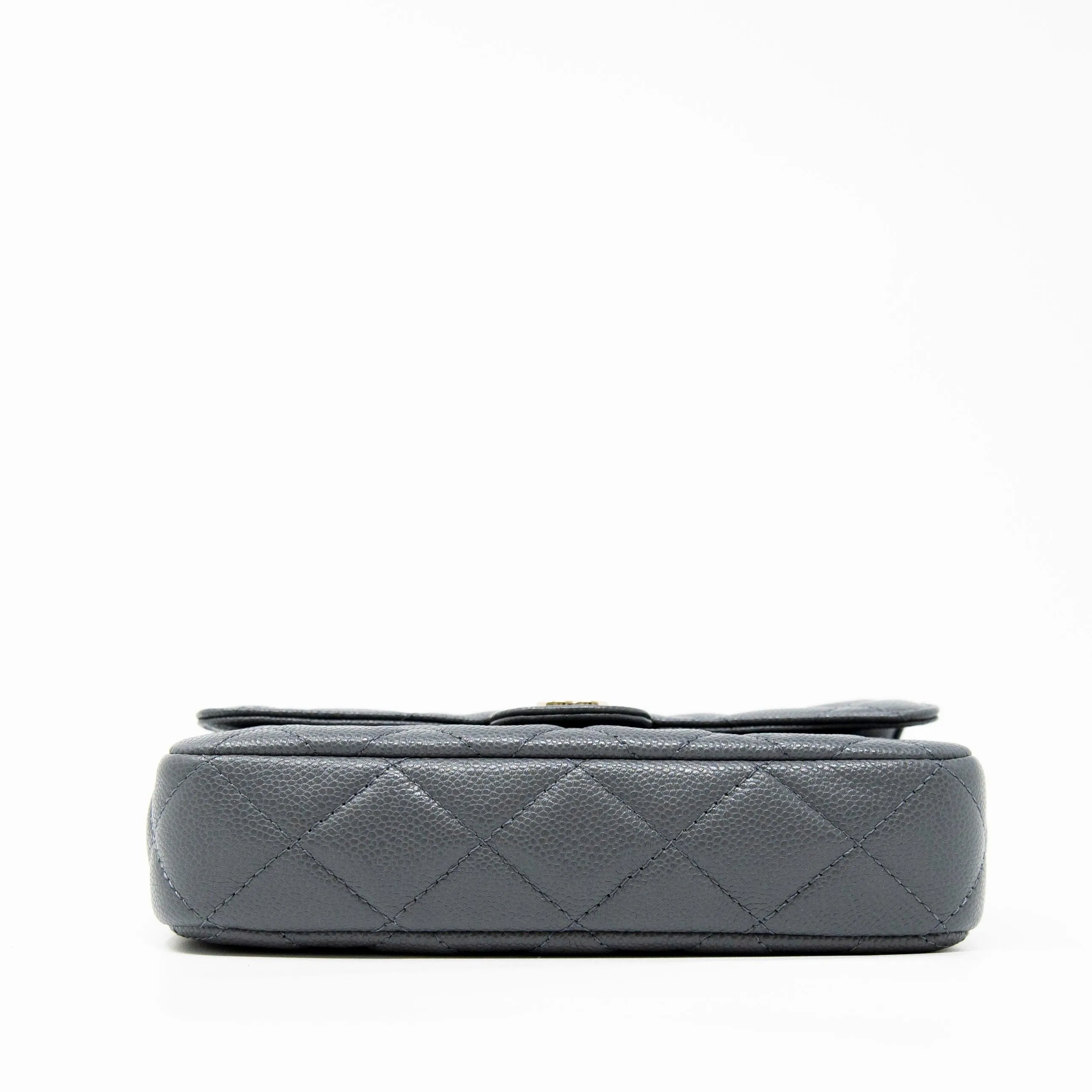 Chanel Grey Flap Phone Holder with Chain