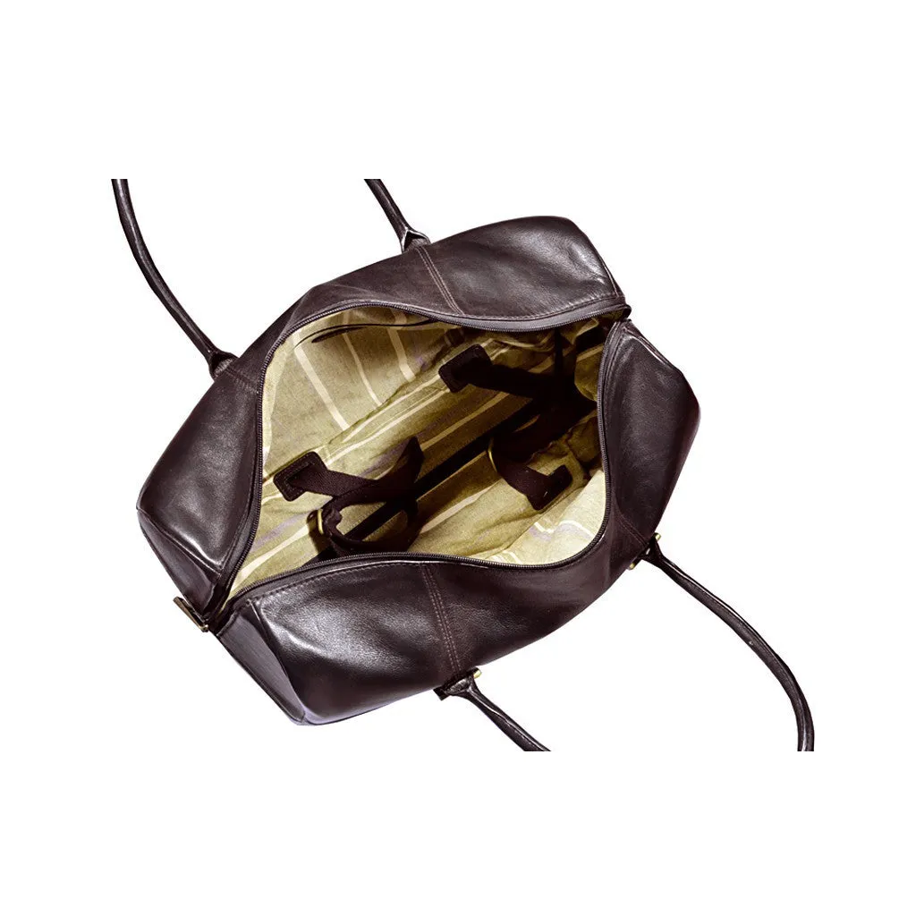 Charles Leather Wheeled Travel Weekend Luggage Bag