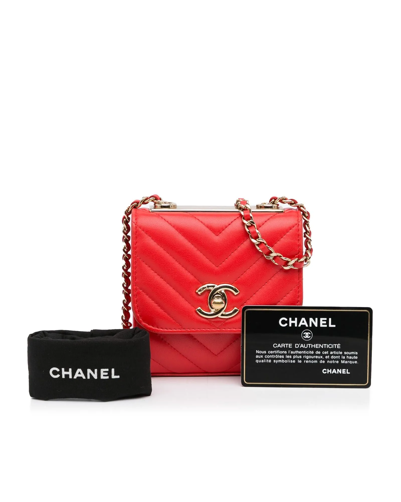 Chevron Quilted Lambskin CC Chain Wallet