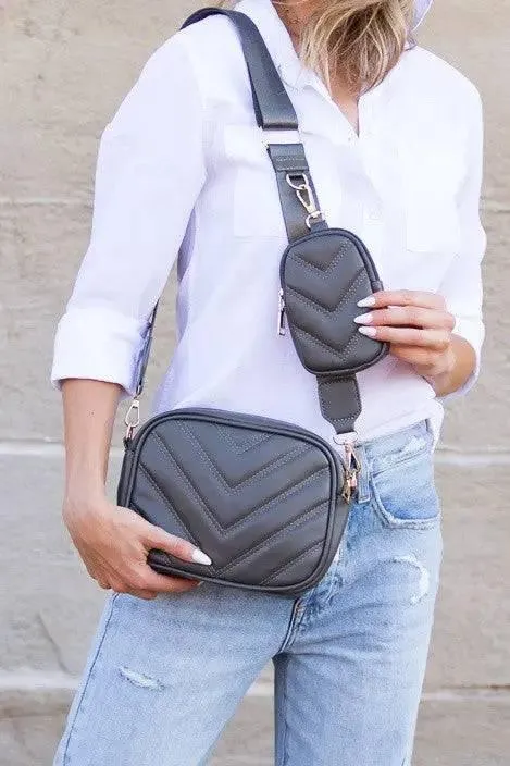 Chevron Quilted Vegan Leather Crossbody