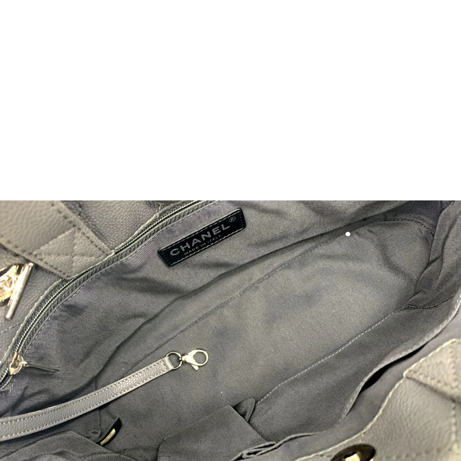 CL Quilted Caviar Leather Shopping Tote Bag Dark Grey