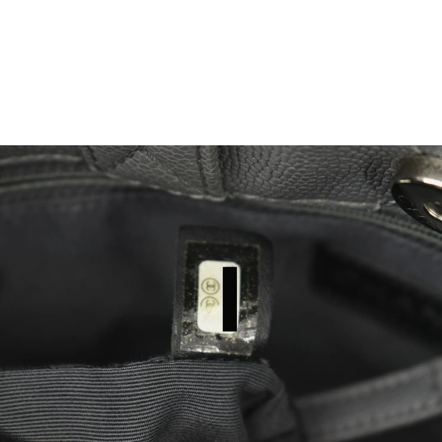 CL Quilted Caviar Leather Shopping Tote Bag Dark Grey