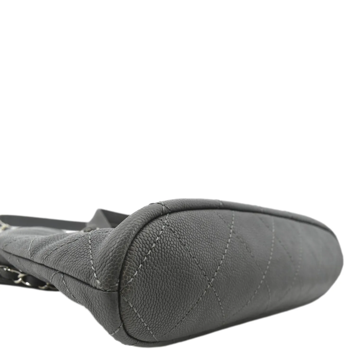 CL Quilted Caviar Leather Shopping Tote Bag Dark Grey