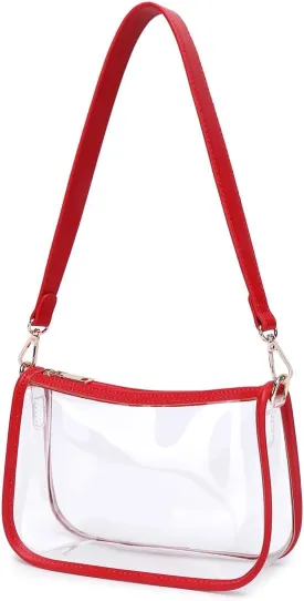 Clear Tote Bag Stadium Approved Clear Purse PVC Handbag Retro Classic Transparent Bag for Concert